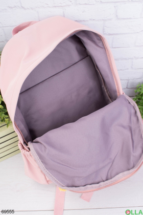 Жіночий рожевий рюкзак з принтом