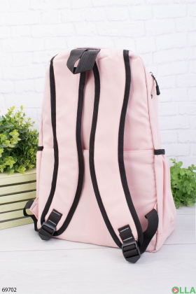 Жіночий рожевий рюкзак з принтом