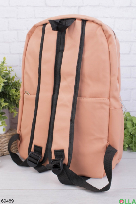 Жіночий бежевий рюкзак з принтом