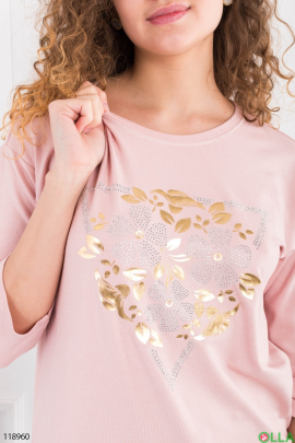 Women's light pink sweater with a pattern