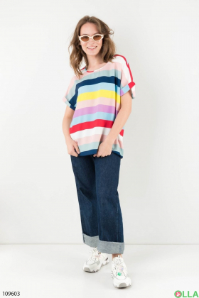 Women's Multicolour Striped T-shirt