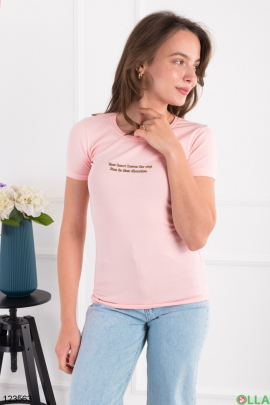 Жіноча рожева футболка з принтом