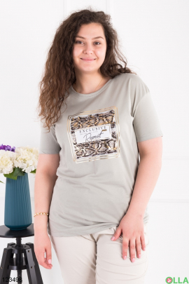 Women's gray battal T-shirt with print
