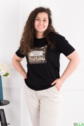 Women's black battle t-shirt with print