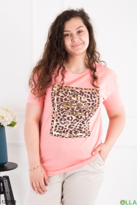 Women's coral batal T-shirt with print