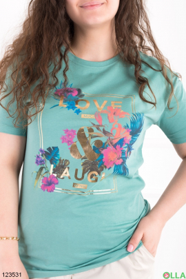 Women's turquoise batal T-shirt with print