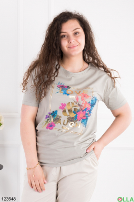 Women's gray battal T-shirt with print