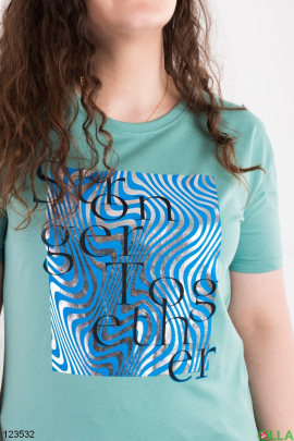 Women's turquoise batal T-shirt with print