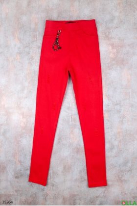 Красные  брюки для девочки