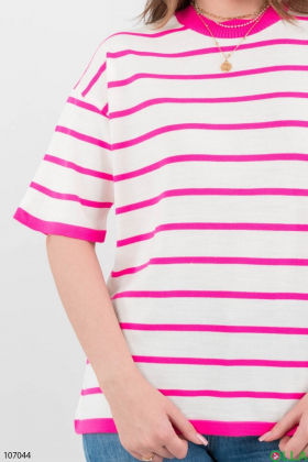 Женская двухцветная футболка в полоску