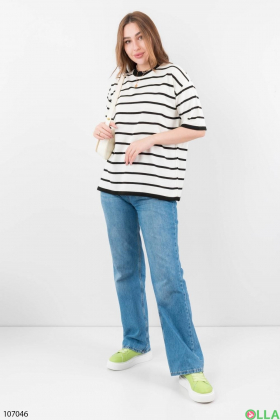 Женская двухцветная футболка в полоску