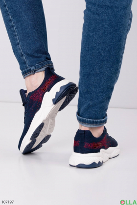 Men's blue and red textile sneakers