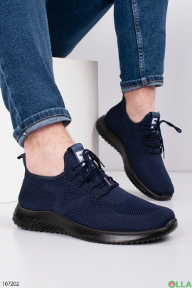 Мужские синие кроссовки из текстиля