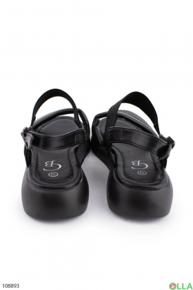 Women's black eco-leather sandals