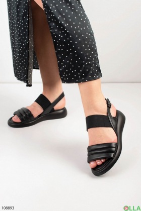 Women's black eco-leather sandals