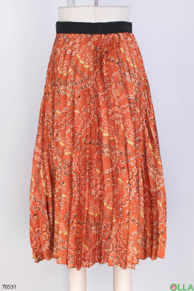 Женская оранжевая юбка в принт
