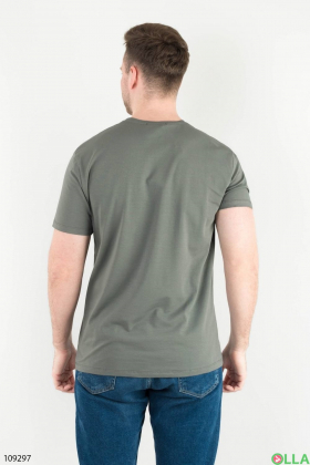 Мужска футболка цвета хаки с принтом