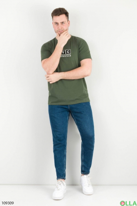 Мужская футболка цвета хаки с надписями