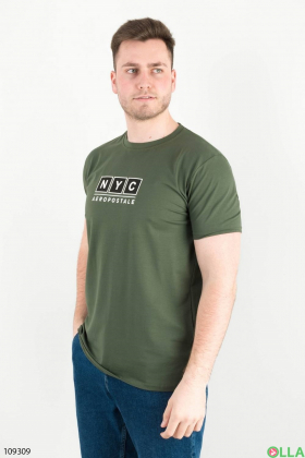 Мужская футболка цвета хаки с надписями