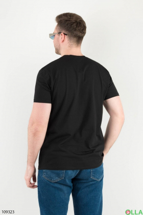 Мужская черная футболка с принтом