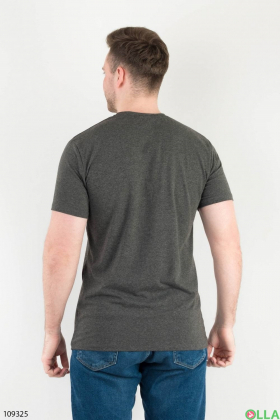 Мужская темно-серая футболка с принтом