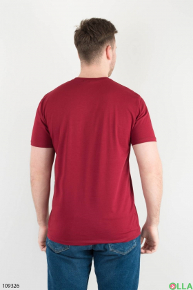 Мужская бордовая футболка с принтом