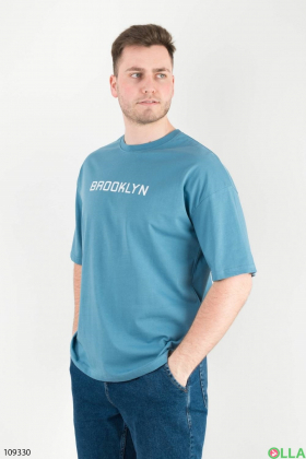Чоловіча блакитна футболка з написами