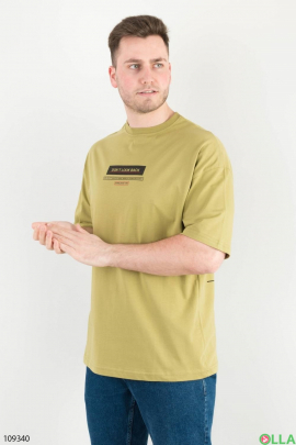Мужская зеленая футболка с надписями