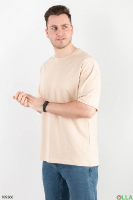 Мужская бежевая футболка с принтом