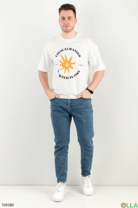 Men's light beige printed t-shirt