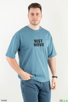 Чоловіча синя футболка з написами