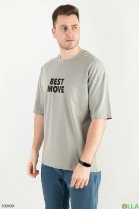 Мужская серая футболка с надписями