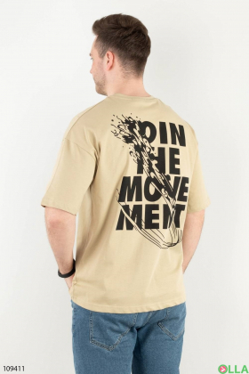 Мужская бежевая футболка с надписями