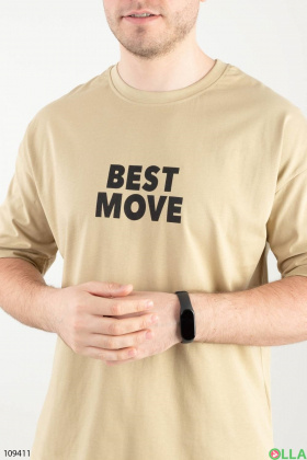Men's beige t-shirt with slogans