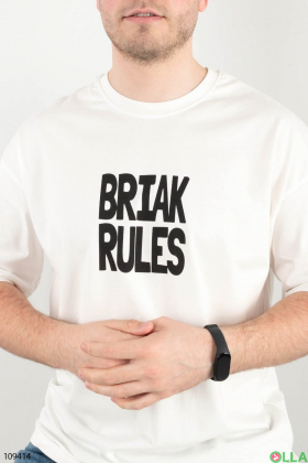 Men's milky t-shirt with slogans