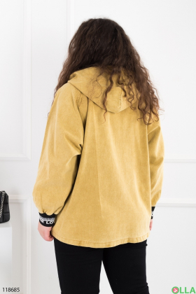 Women's yellow batal denim jacket with hood