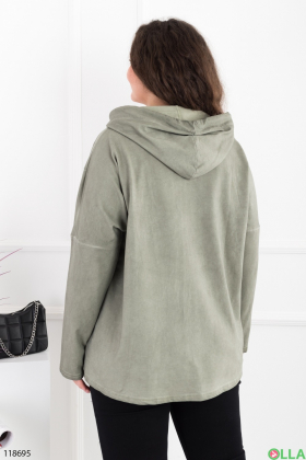 Women's khaki batal hoodie with zipper