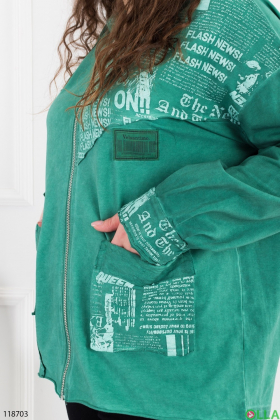 Women's green batal hoodie with zipper