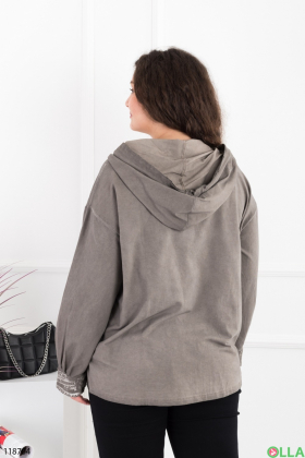 Women's gray batal hoodie with zipper