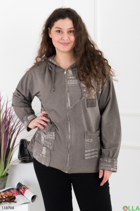 Women's gray batal hoodie with zipper