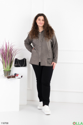 Women's dark gray batal hoodie with zipper