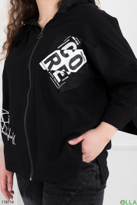 Women's black batal hoodie with zipper