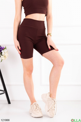 Women's brown top and bike shorts set