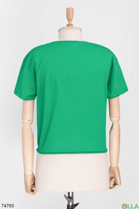 Жіноча зелена футболка з малюнком