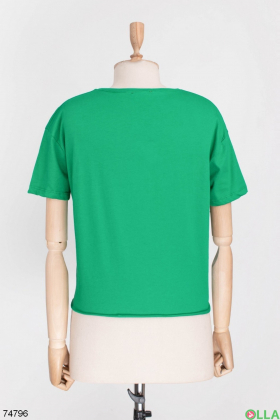 Жіноча зелена футболка з малюнком