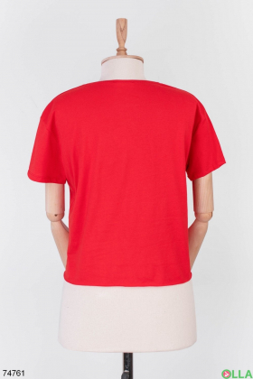 Жіноча червона футболка з малюнком
