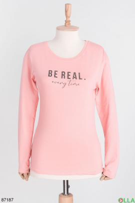 Women's pink sweatshirt with inscriptions