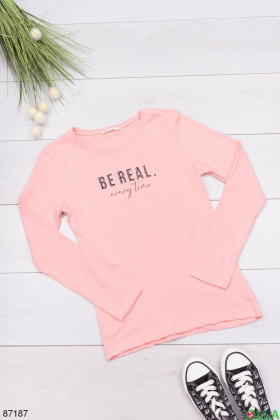 Women's pink sweatshirt with inscriptions