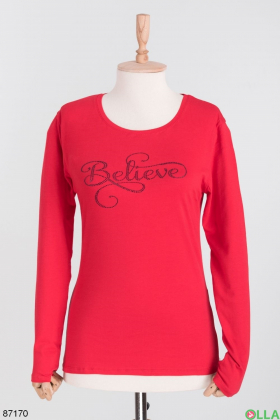 Women's red sweatshirt with an inscription