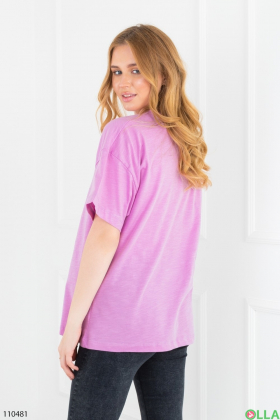 Женская розовая футболка с надписями